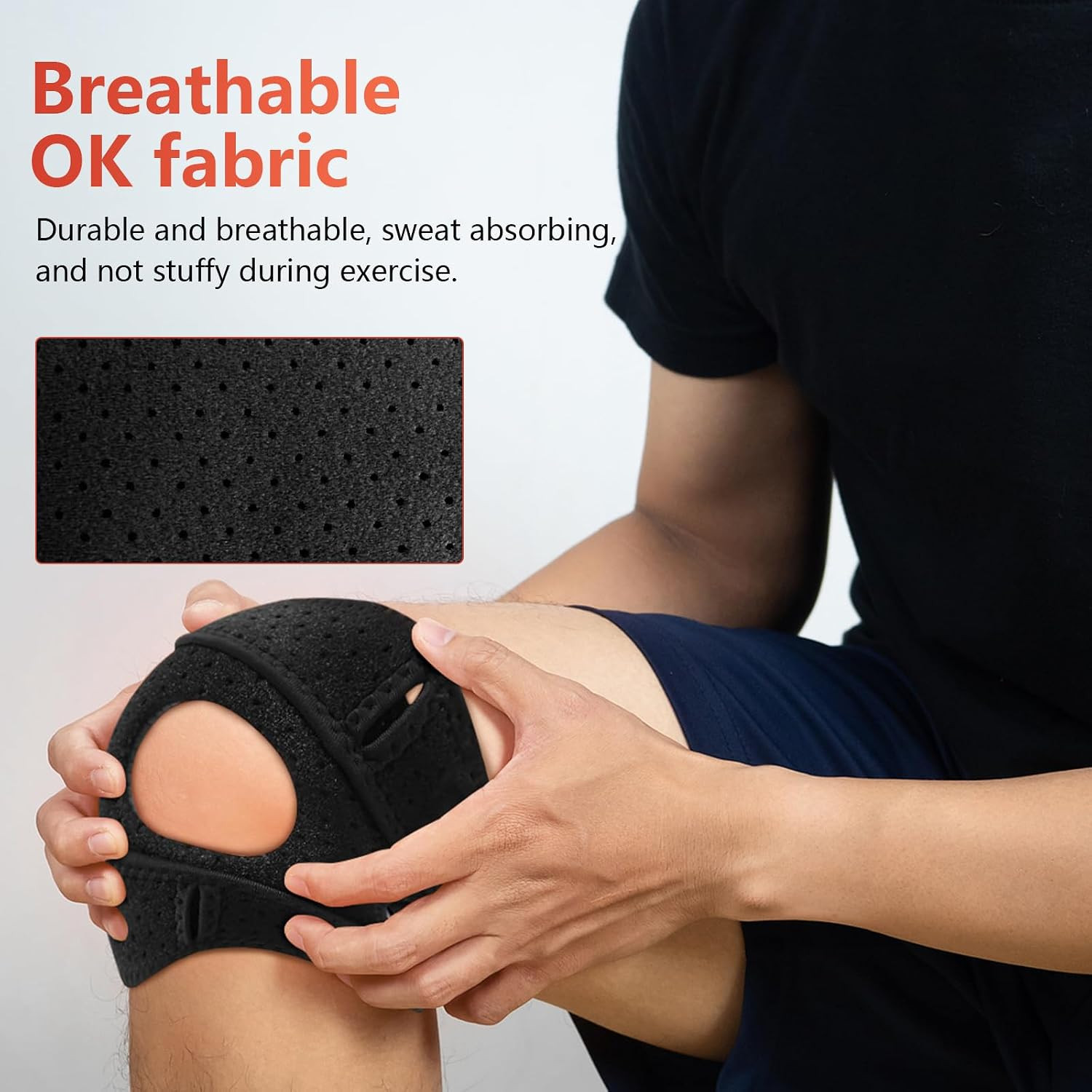 2Pcs Knee Brace, Patellar Pad Realign Knee Joint While You Move, Adjustable Tend