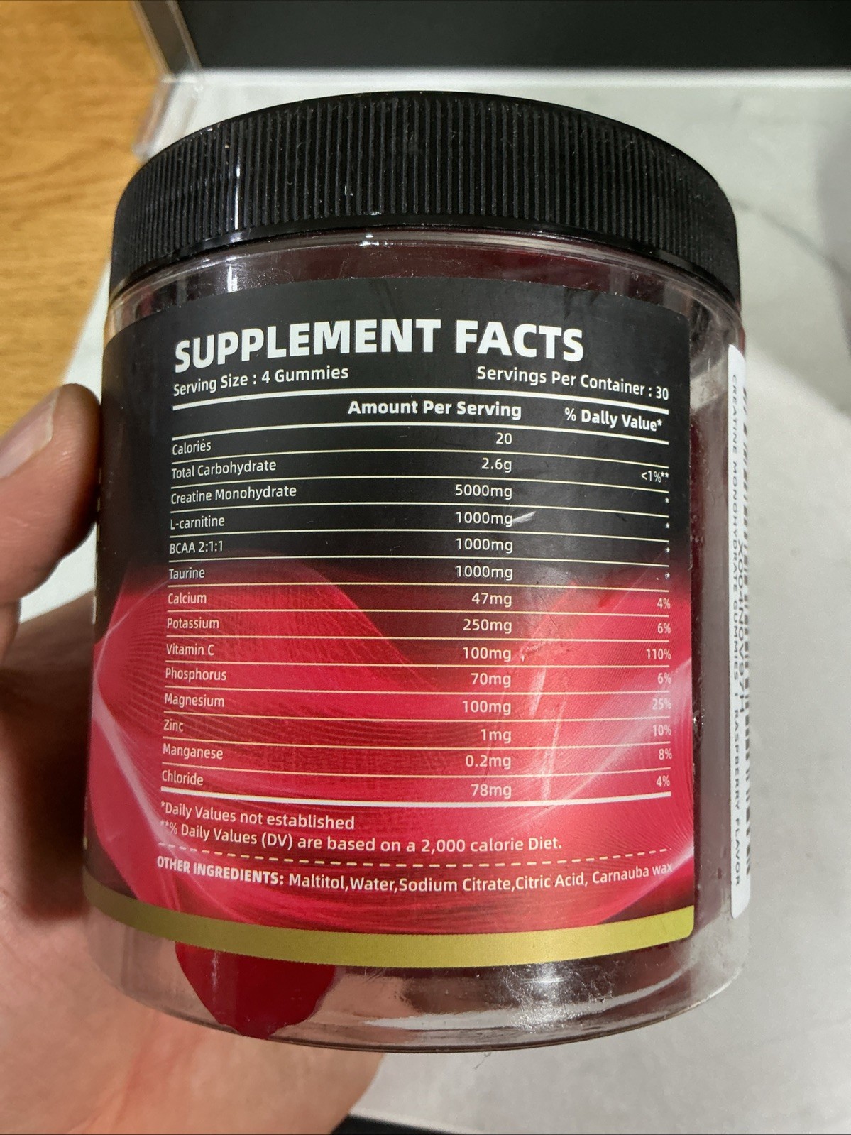 Creatine Monohydrate Gummies (2 PACK) 120ct Raspberry 5000mg Per Serving