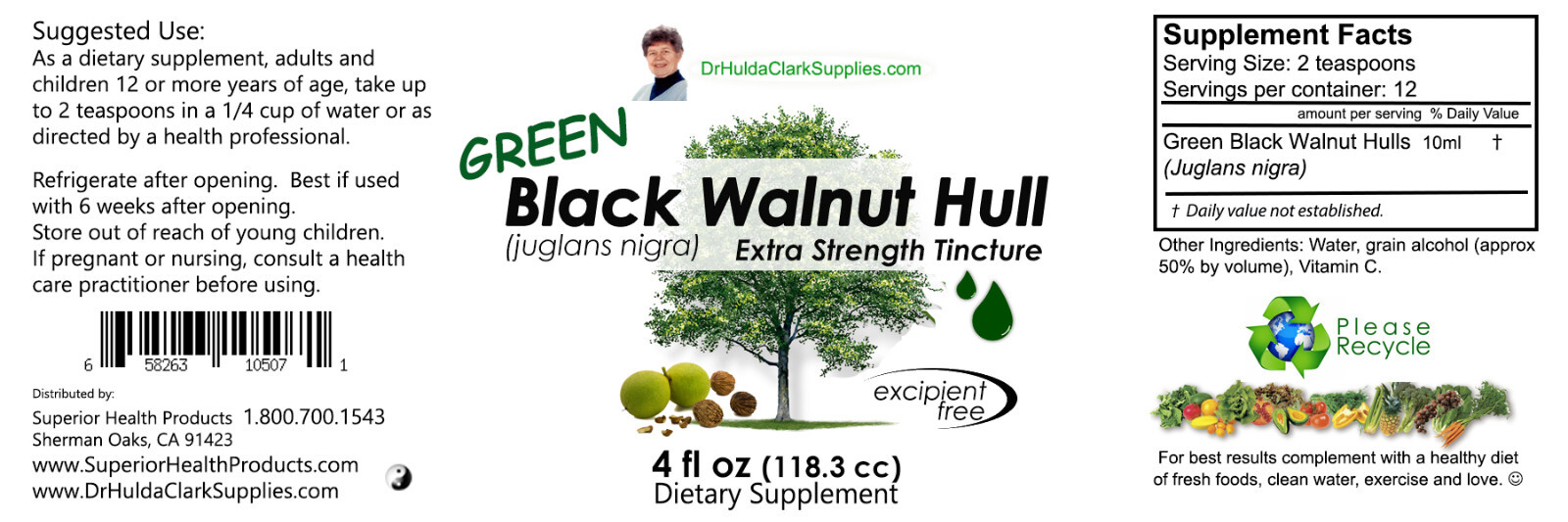 Dr Hulda Clark Supplies – Green Black Walnut Hull Tincture (XStrength) – 4fl.oz
