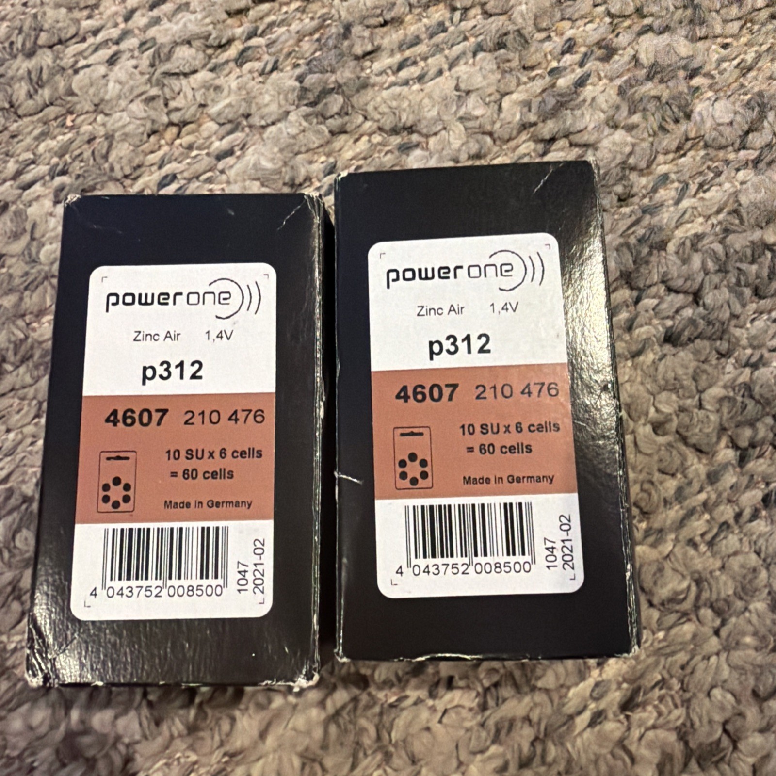 New PowerOne p312 Zinc Air 1.4v cells 2 Box 20×6 packs=120 Cells Total; Expired