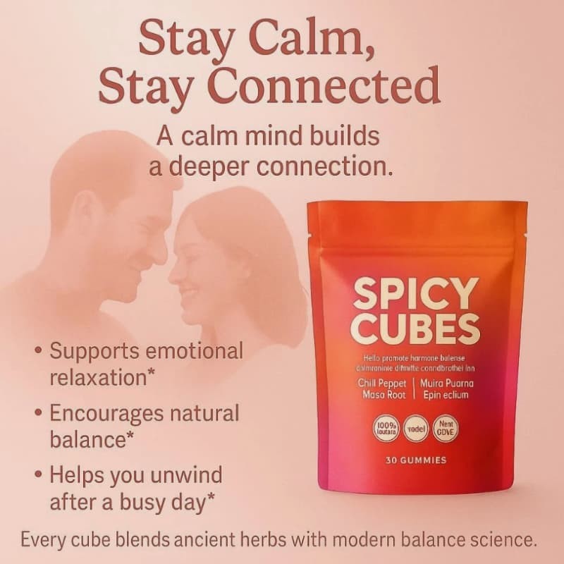 Peach Gummies Spicy Cubes 30 Gummies 1 Bag Support for Calm and Relaxation Hot