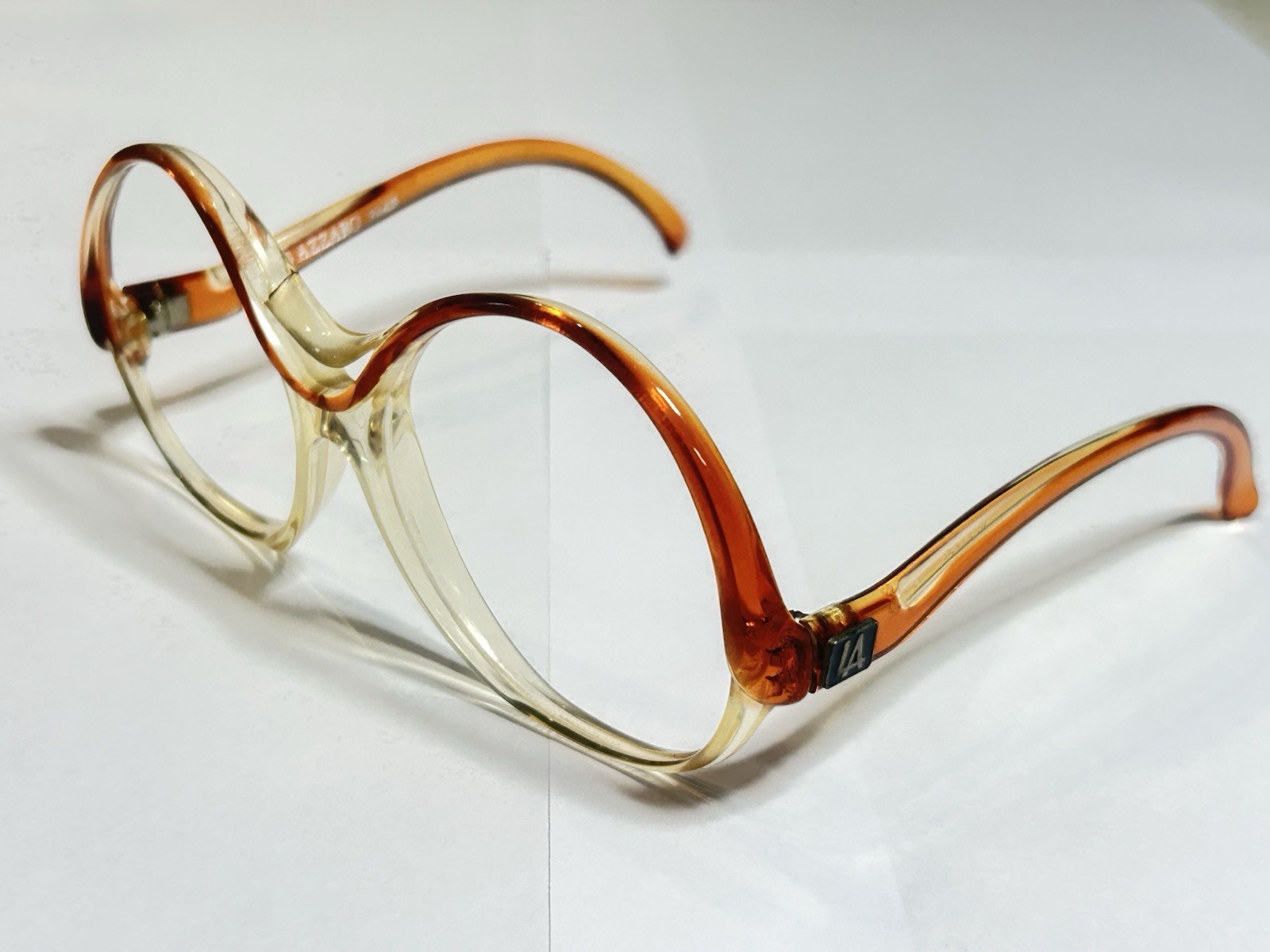 Vintage Loris Azzaro Paris Eyeglass Frames Oversized Amber Clear France NOS