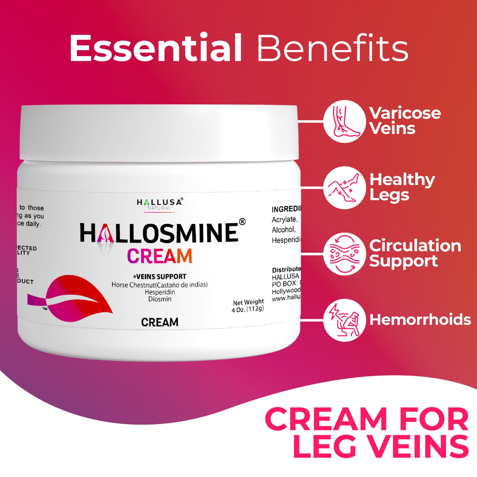 Varicose Veins Treatment for Legs | Varicose Veins Cream for Pain Relief | 4oz