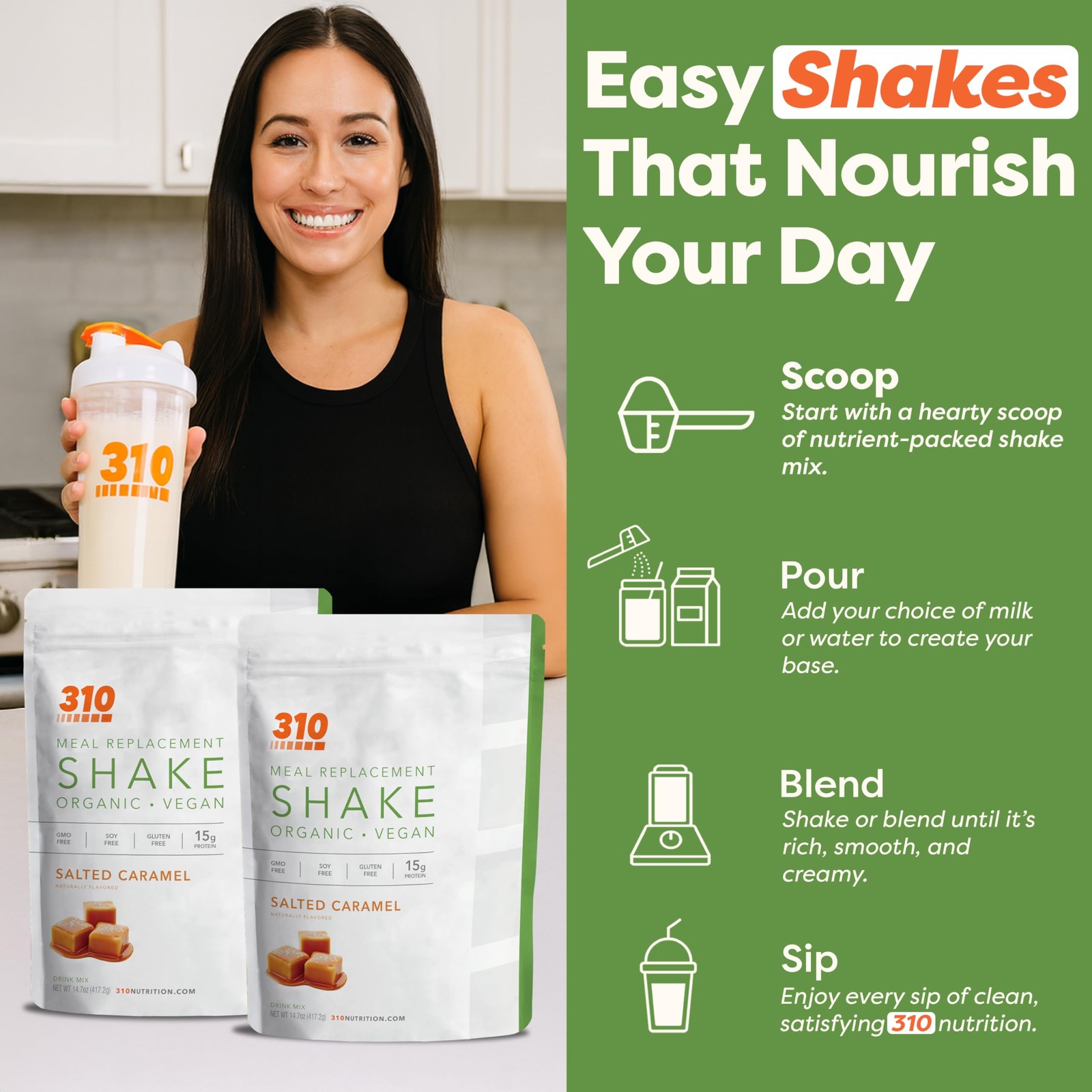 310 Nutrition Organic AllInOne Meal Replacement Shake Powder PlantBased Prot…