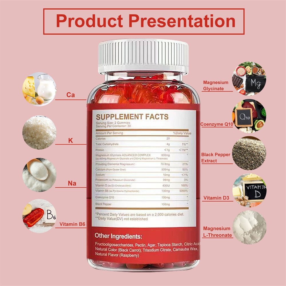 Magnesium Gummies 600mg per Serving – Magnesium Glycinate & Magnesium Malate