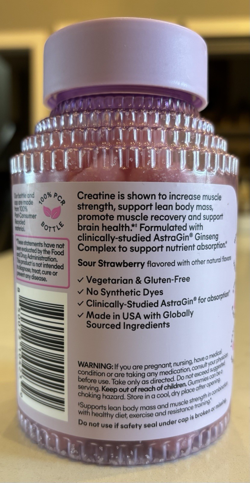 Lemme Creatine Body Toning Gummies Sour Strawberry AstraGin Exp. 04/28 Sealed
