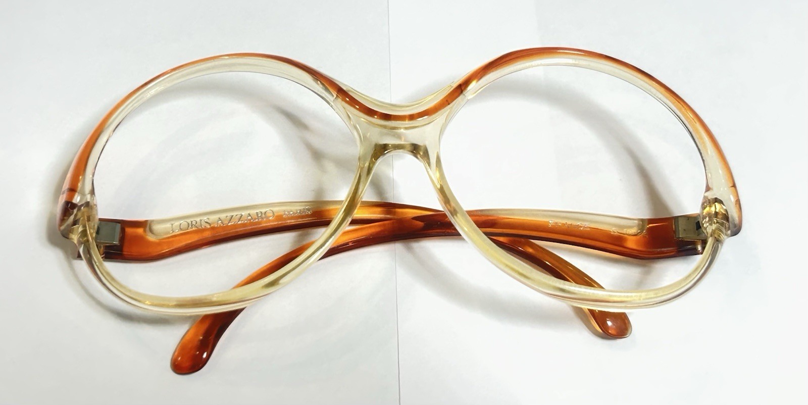 Vintage Loris Azzaro Paris Eyeglass Frames Oversized Amber Clear France NOS