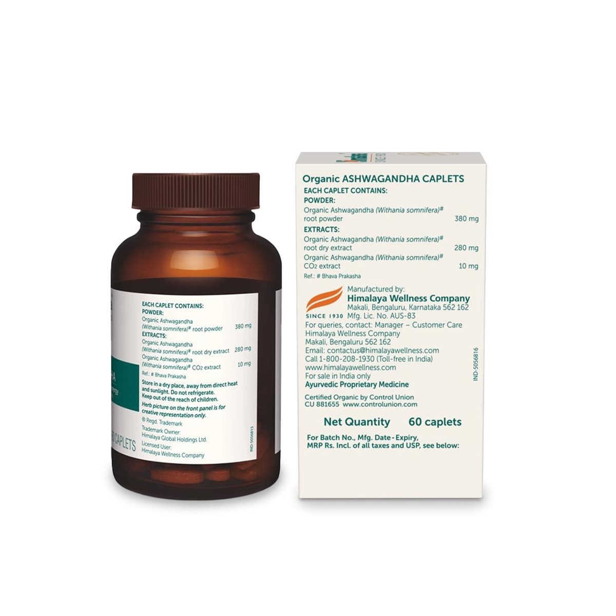 Himalaya Organic Ashwagandha & Gokshura 60 Caplets Each – For Daily Wellness