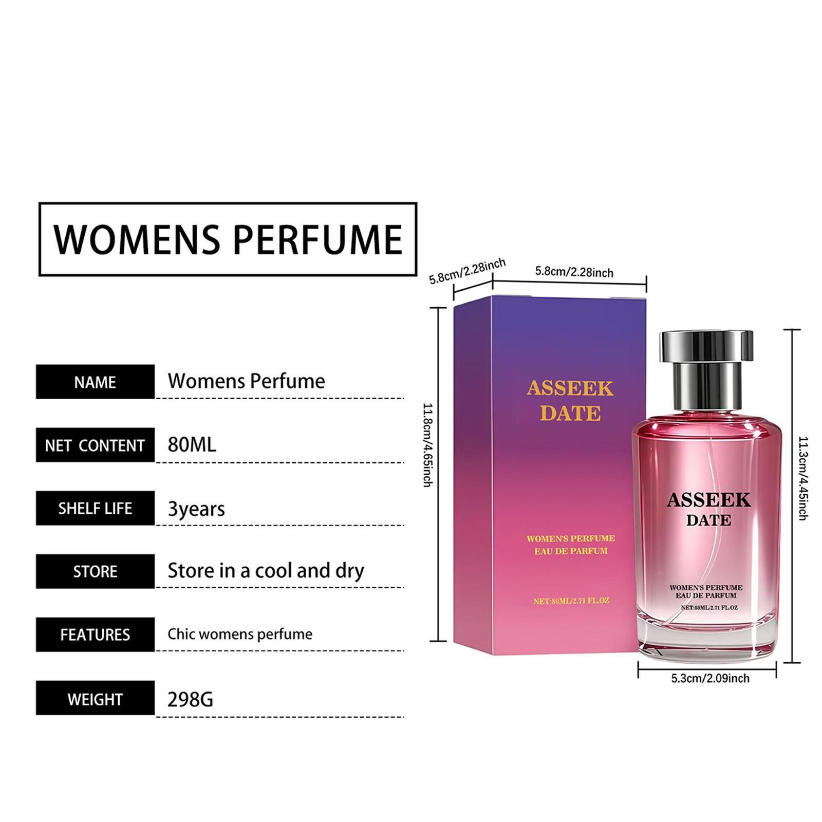 ASSEEK Women’s Perfume, LongLasting Fragrance For Women, Floral And Fruity.