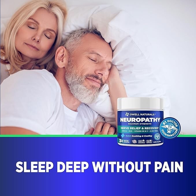 OWELL NATURALS Neuropathy Nerve Pain Relief Cream for Feet, Leg, Max Strenght