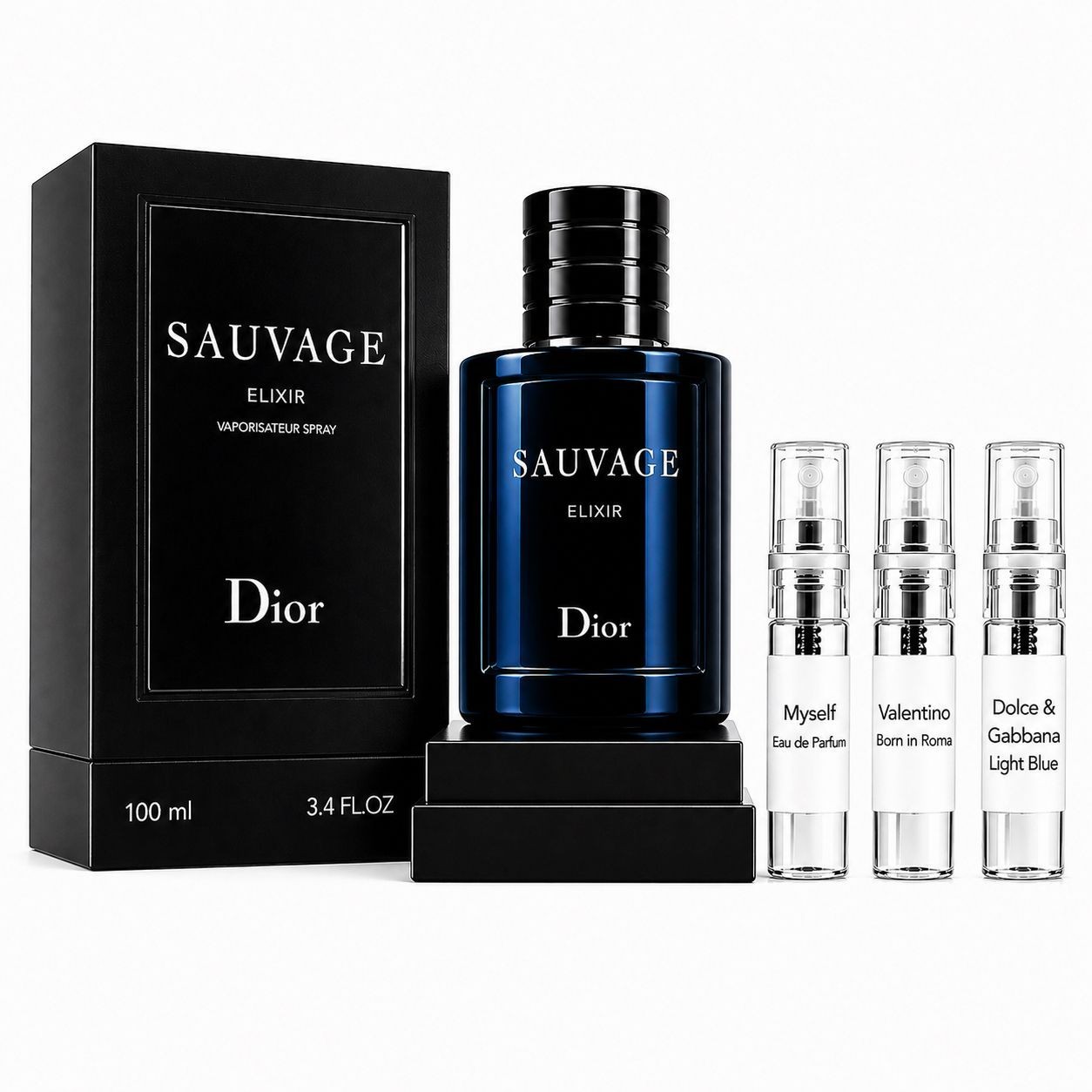 Dior Sauvage Elixir EDP Spray 100ml 3.4oz Men’s Cologne + 3 Fragrance Samples