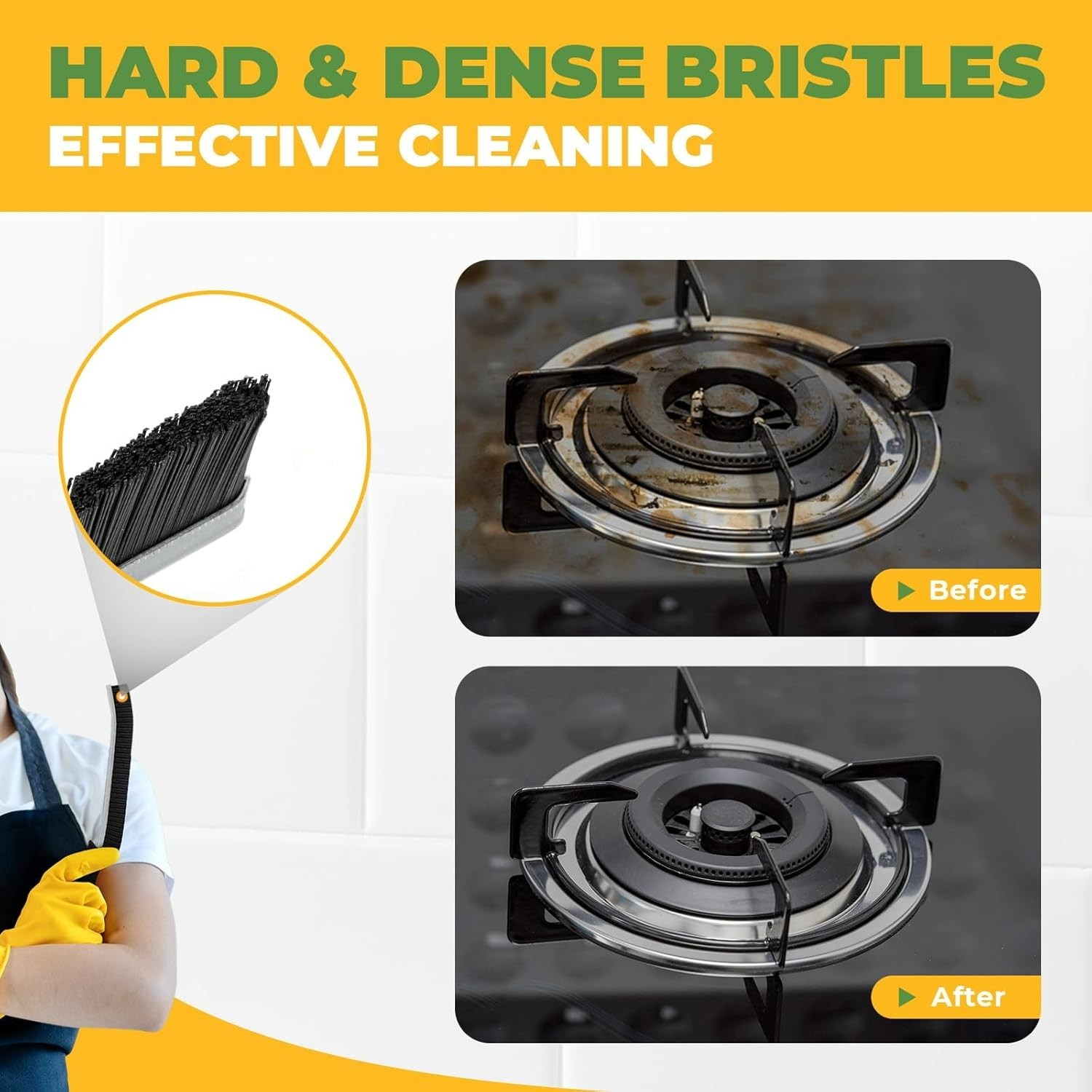 Ergonomic 3-Pc Hard Bristle Cleaning Brushes – Ideal for Grout and Tight Spaces