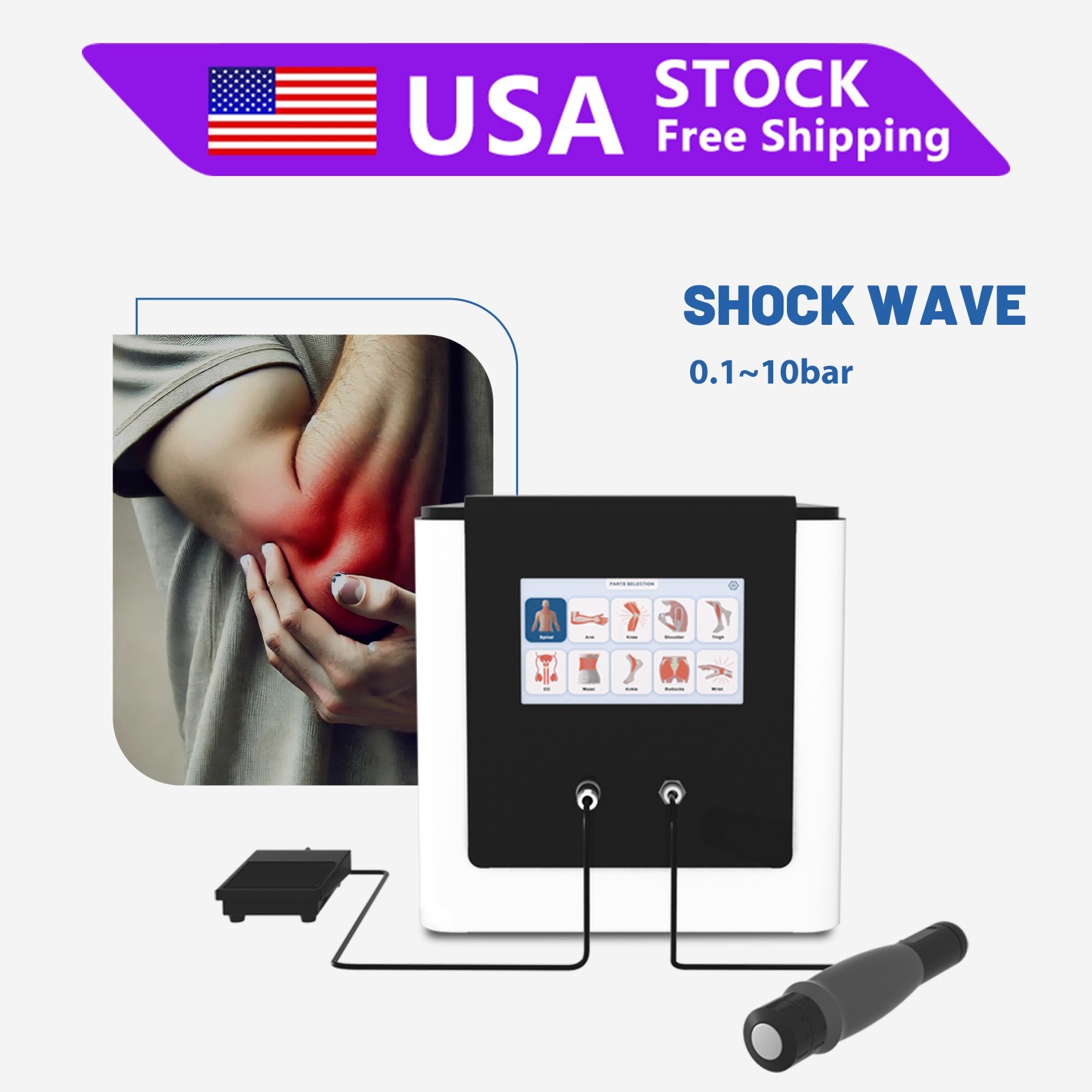 10 Bar Radial ED Shockwave Therapy Machine Deep Relief for Chronic Pain Massage