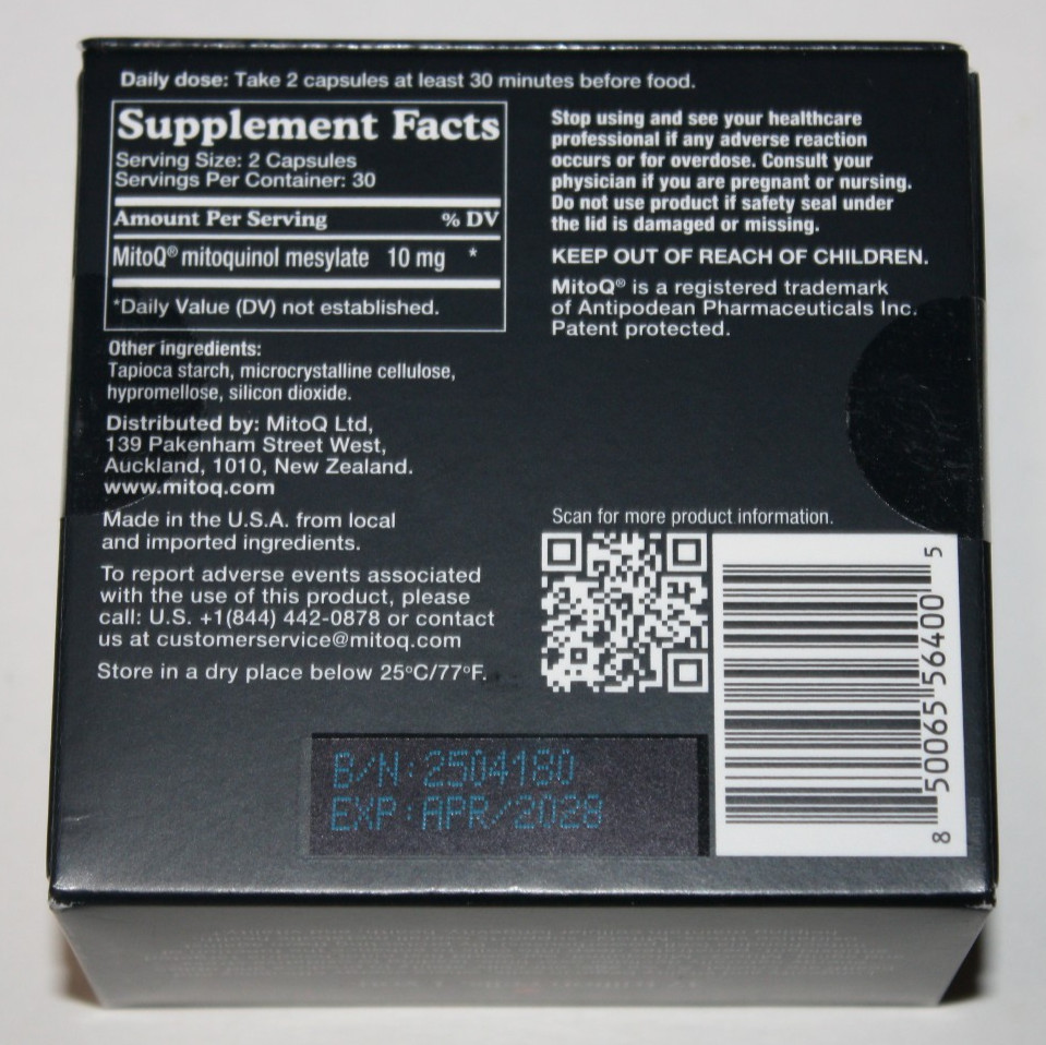 MitoQ Pure Advanced Mitochondria Supplement Superior Bio/ to CoQ10 04/28 NEW