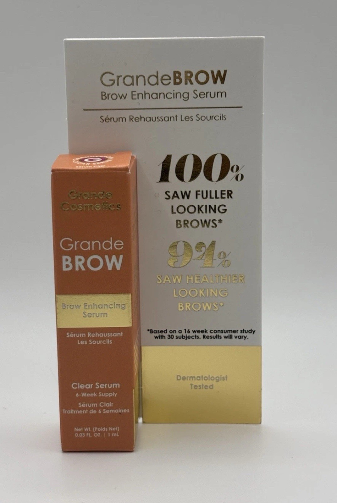 NEW NIB GrandeBROW Enhancing CLEAR Serum Travel MINI 1mL/0.03oz 6 Week Supply