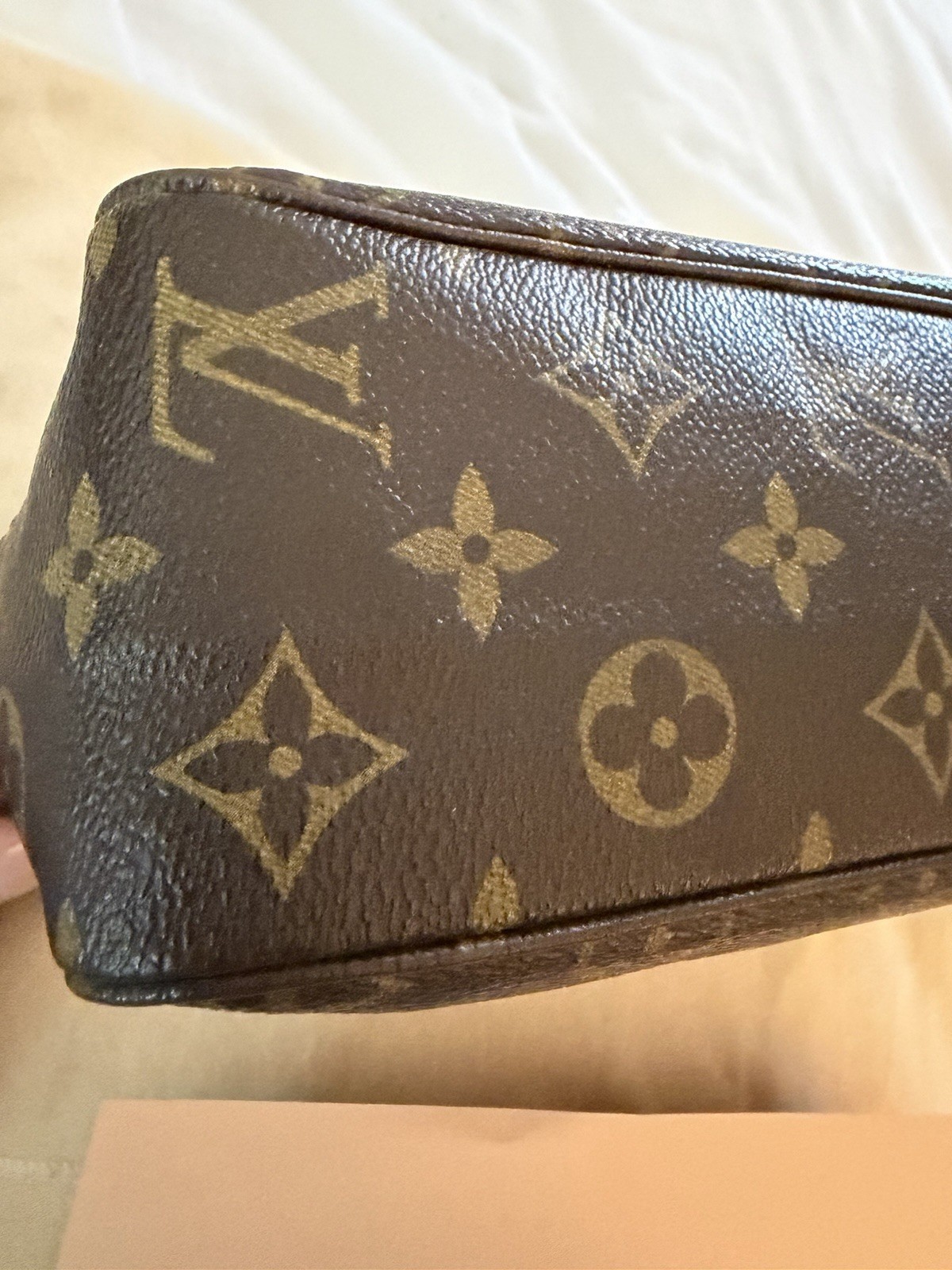 Louis Vuitton Trousse 28 Monogram Leather Brown Makeup Bag Zipper 11 in