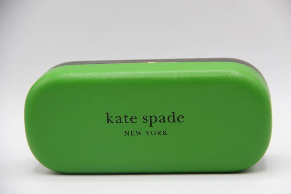 New Kate Spade Green Black Medium case Sun EyeGlasses Case +Cleaning Cloth