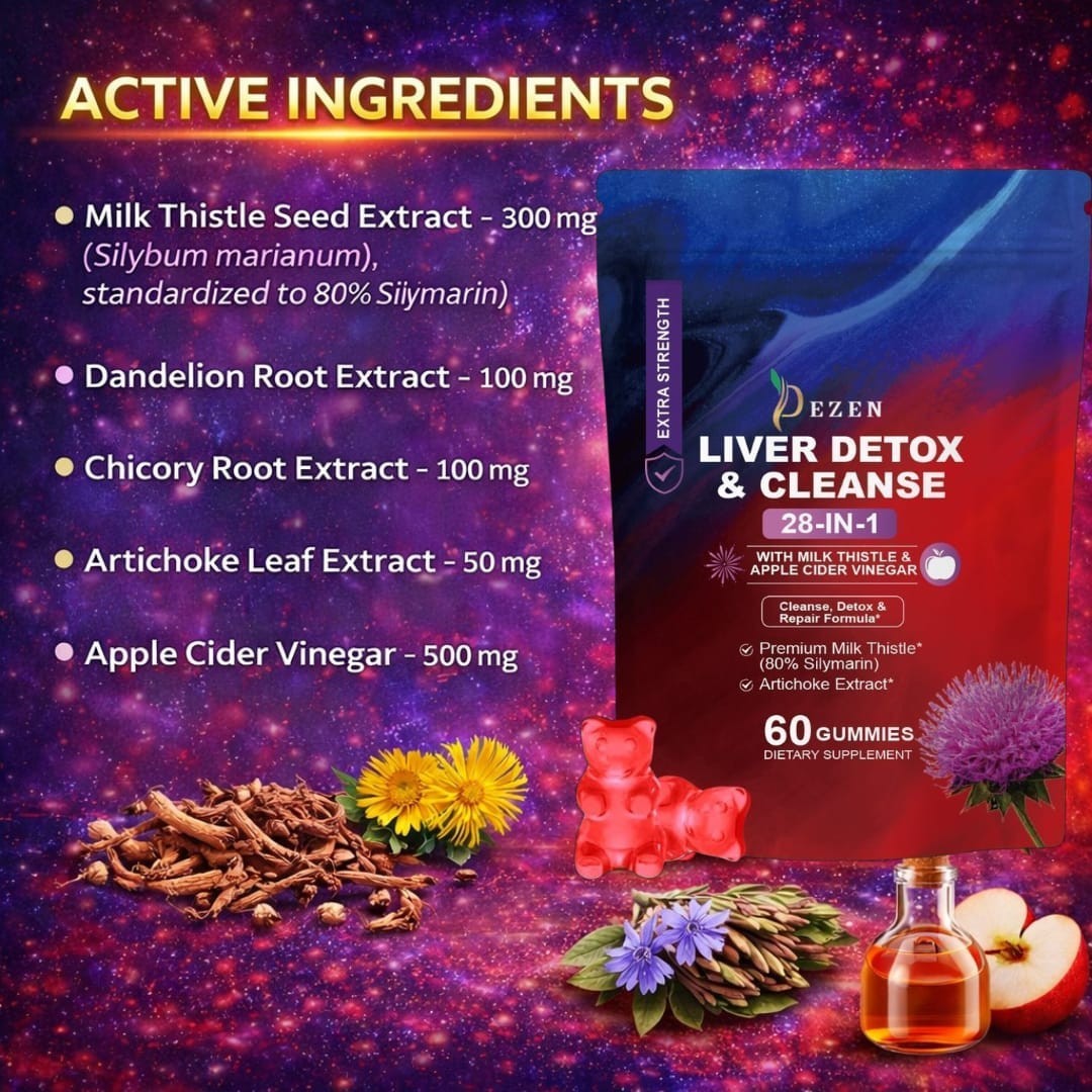DEZEN Liver Cleanse Detox Gummies Apple Flavored 60 Count
