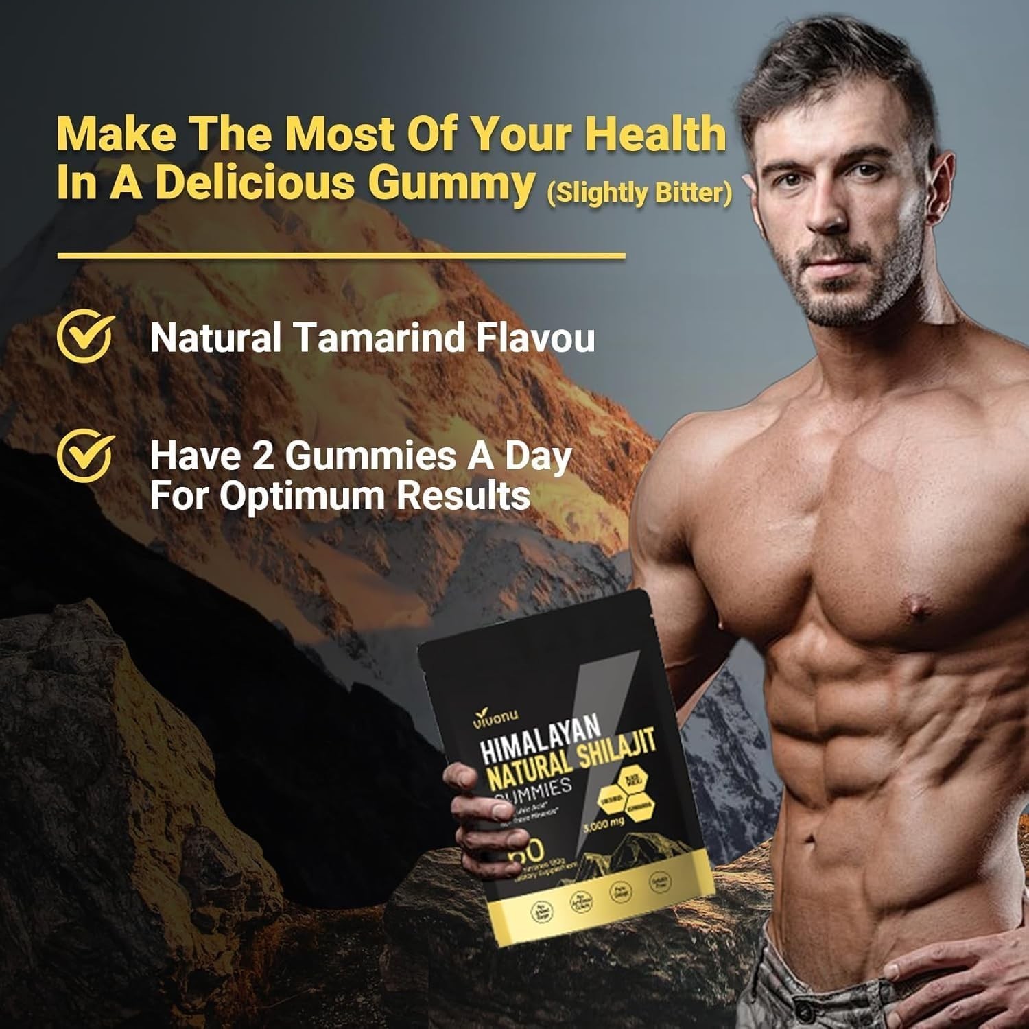 Pure Himalayan Shilajit Gummies with 60 Count (Pack of 1)
