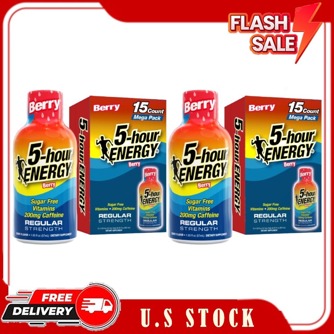 2 Pack 5-hour ENERGY Shot, Regular Strength, Berry, 15 Count
