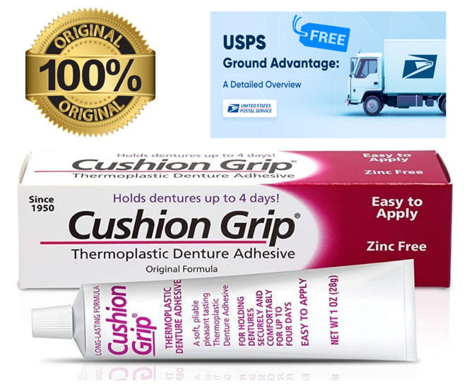 Cushion Grip Soft Thermoplastic Denture Adhesive 1 Oz – (Pack of 1,2,3,4, (5+1)