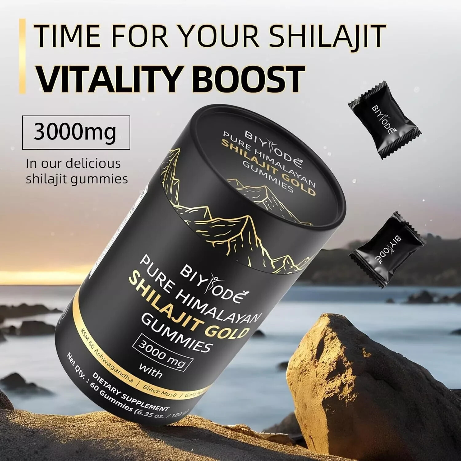 Himalayan Shilajit GOLD Gummies, Organic, Extremely Potent 3000 mg, Fulvic Acid
