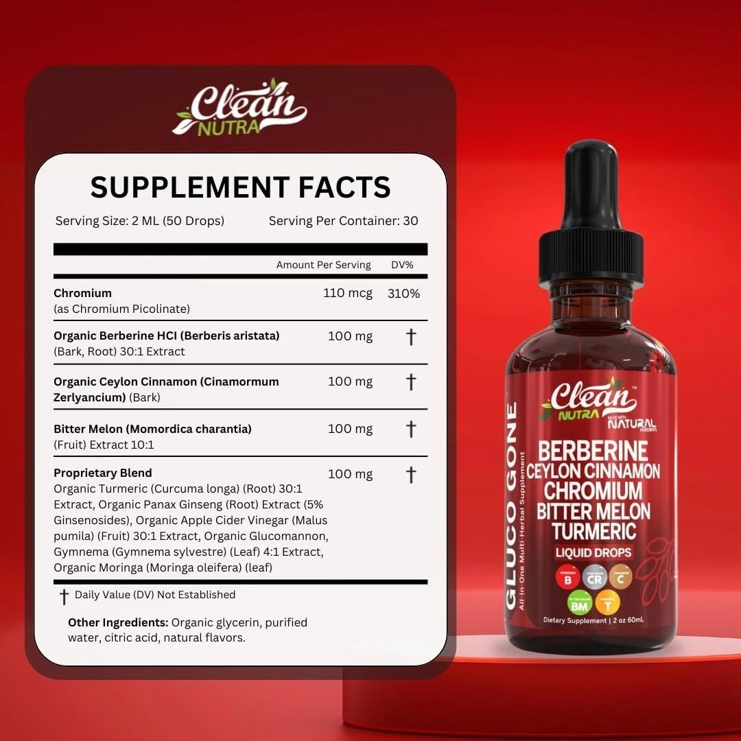 Clean Nutra Organic Ceylon Cinnamon Berberine Liquid Drops Supplement