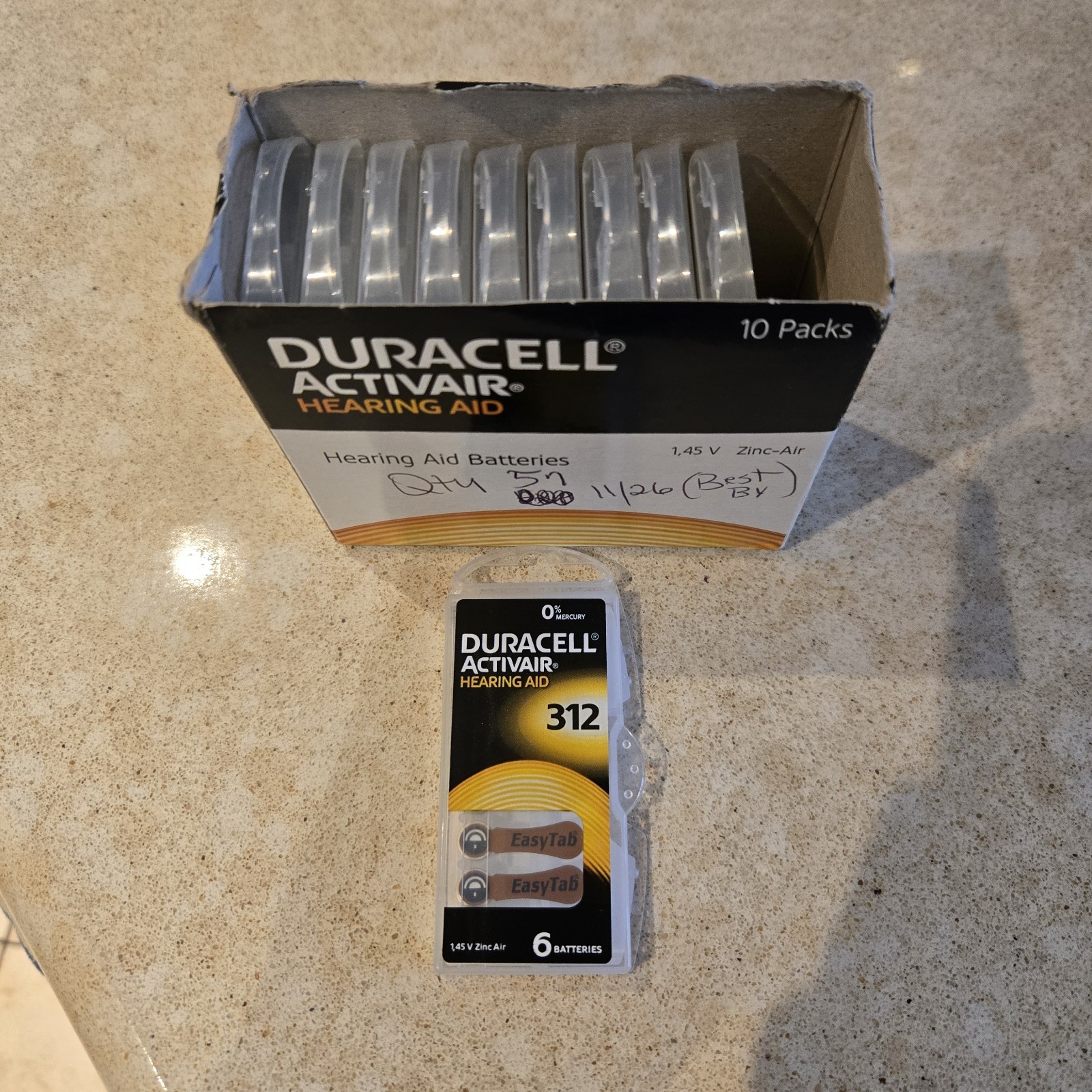 57 Duracell Activair Hearing Aid Batteries Size 312 Best By 11/26