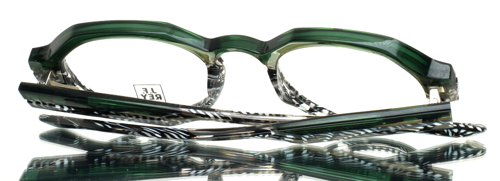 JF REY JF1556 4899 Green Black White Womens Round Full Rim Eyeglasses 48-21-145