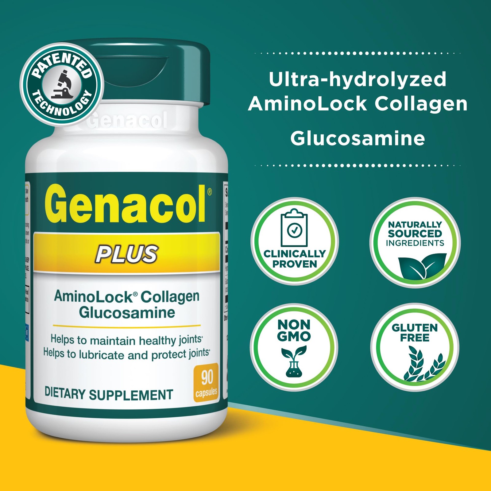 Genacol Plus – Glucosamine and Collagen Supplement, 90 Count (Pack of 1)