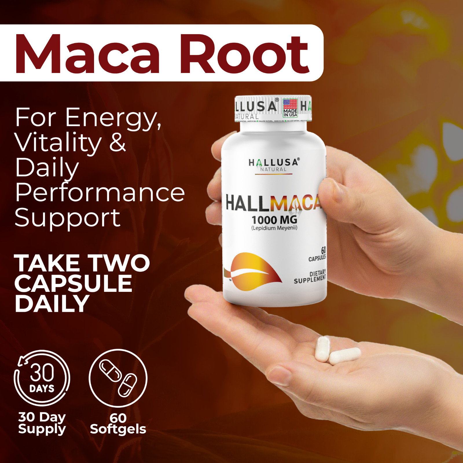 Maca Root for Men and Women – Superfood – Energyzer – Hormone Balance – 60 cap