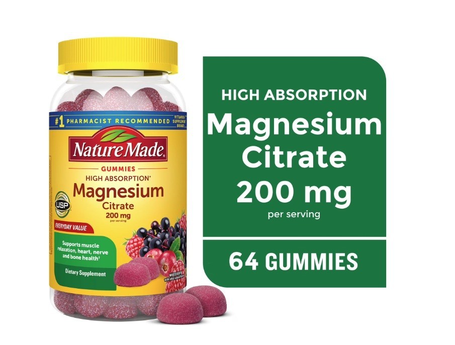 2 PACK High Absorption Magnesium Citrate 200 Mg per Serving Gummies, 64 Count