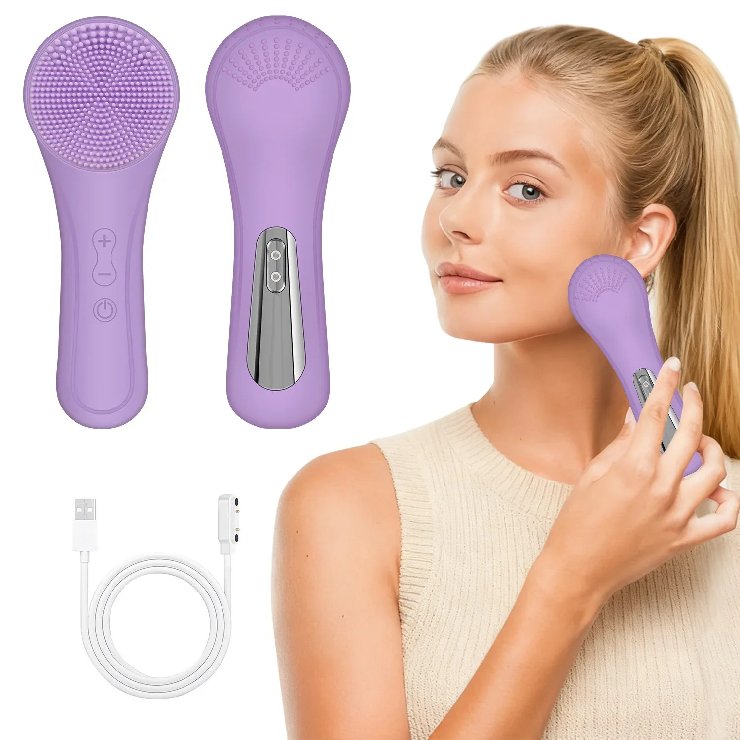 Sonic Waterproof Facial Cleansing Brush for Men & Women Rechargeable Exfoliating