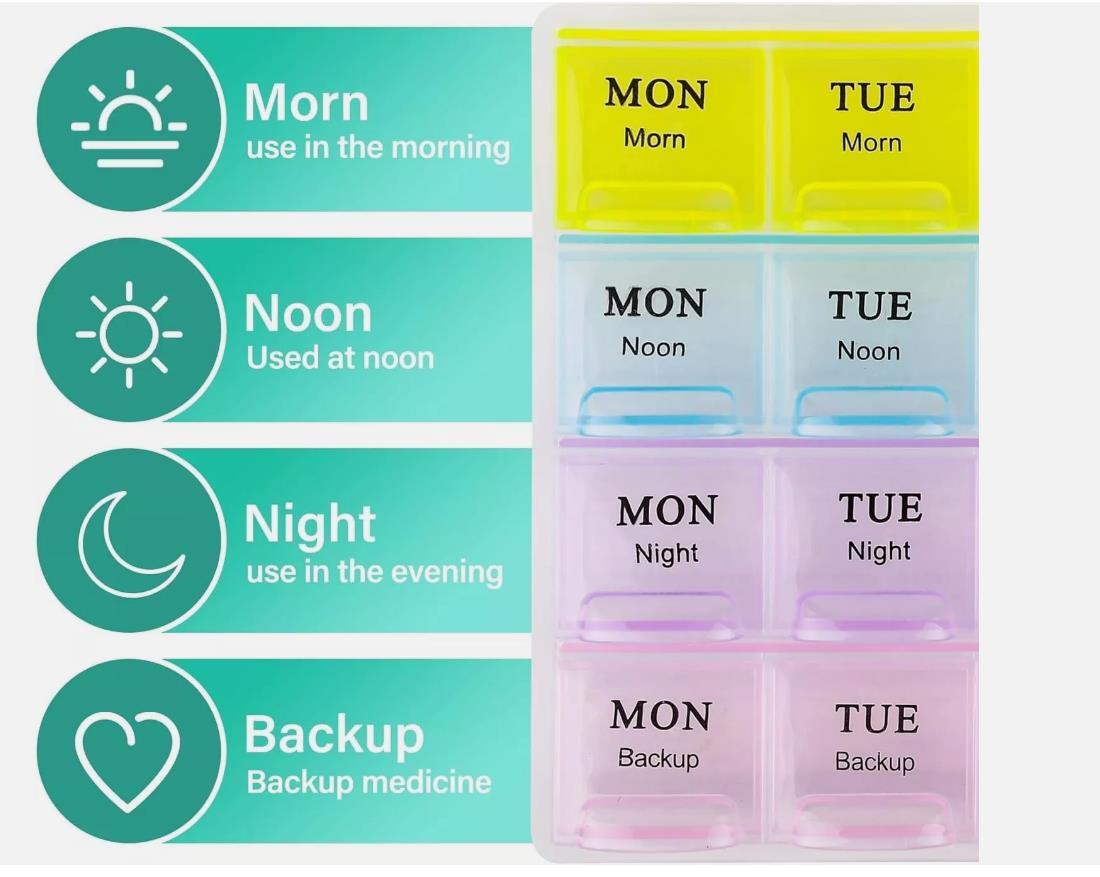 For Vitamins Extra Large Weekly Pill Organizer 2 Times A Day Medicine Cases Boxs