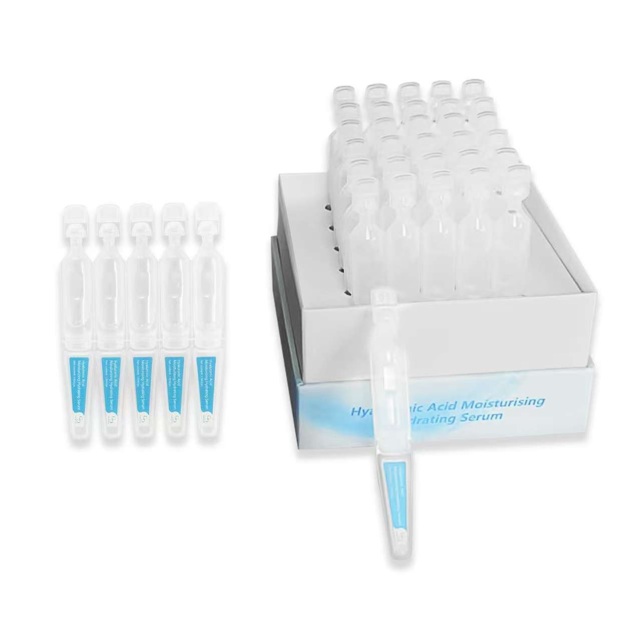 30PCS 5% Hyaluronic Acid Serum Vials – Moisturizing, Firming, Single-Use Tubes