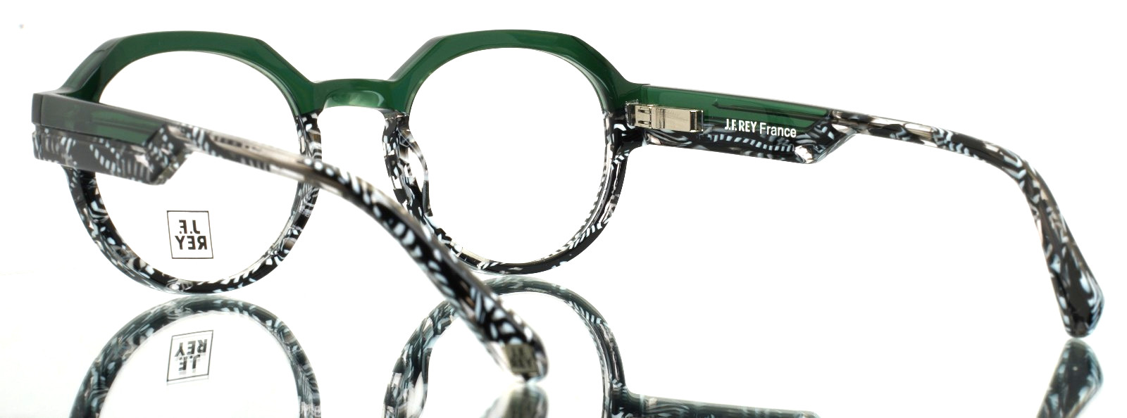 JF REY JF1556 4899 Green Black White Womens Round Full Rim Eyeglasses 48-21-145