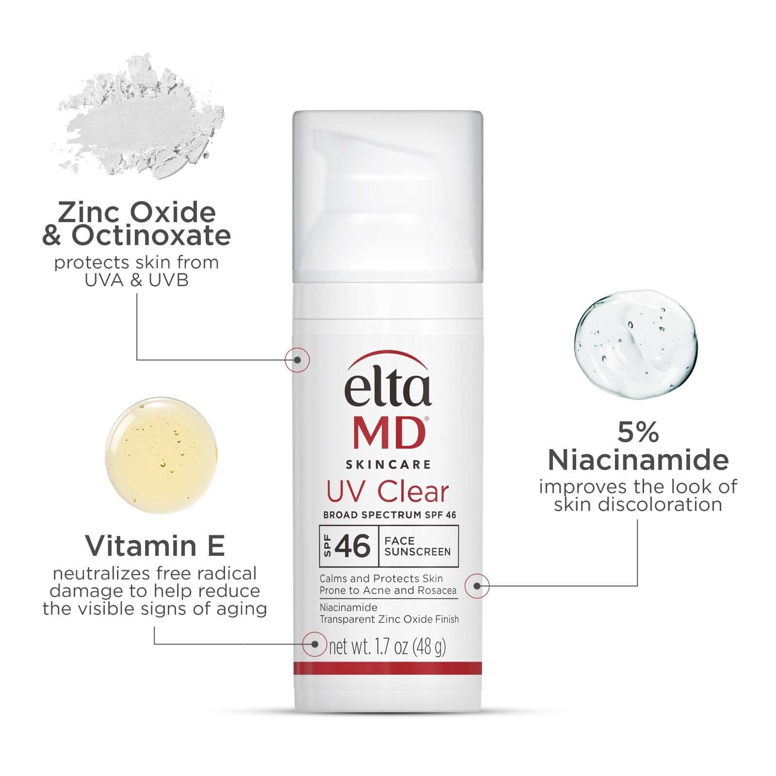 Elta MD UV Clear Facial Sunscreen SPF 46 1.7 oz EXP 06/25 *New in Box*