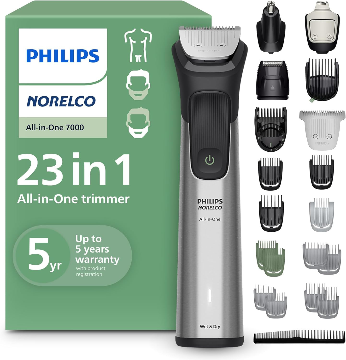 Philips All-In-One Series 7000 23-Piece Trimmer – Electric Shaver and Clipper fo