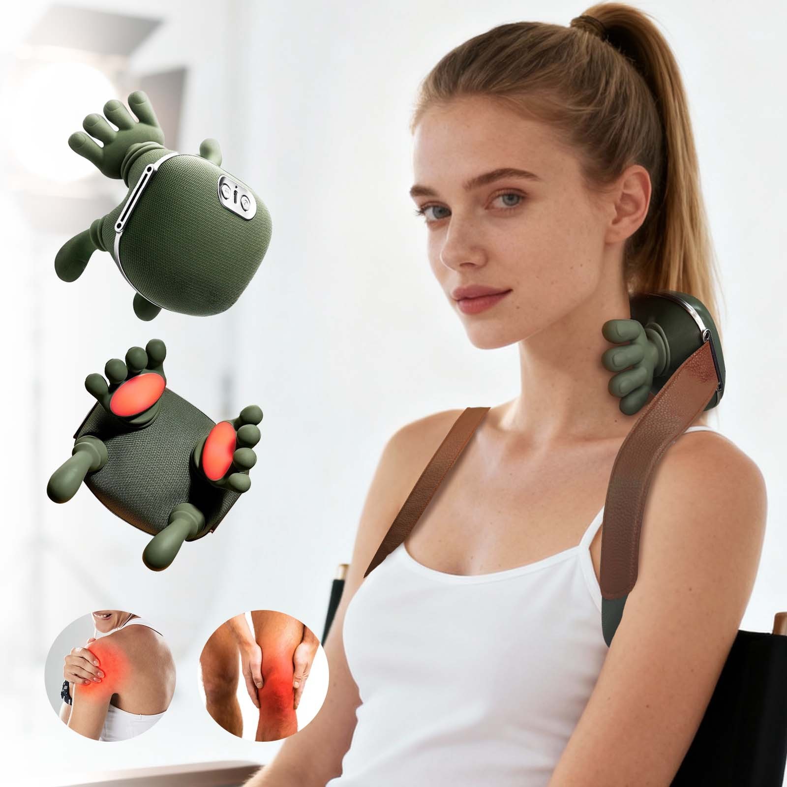 Wearable Neck Massager Designed for Daily Use w/ Quiet Shiatsu Soft Heat Relief