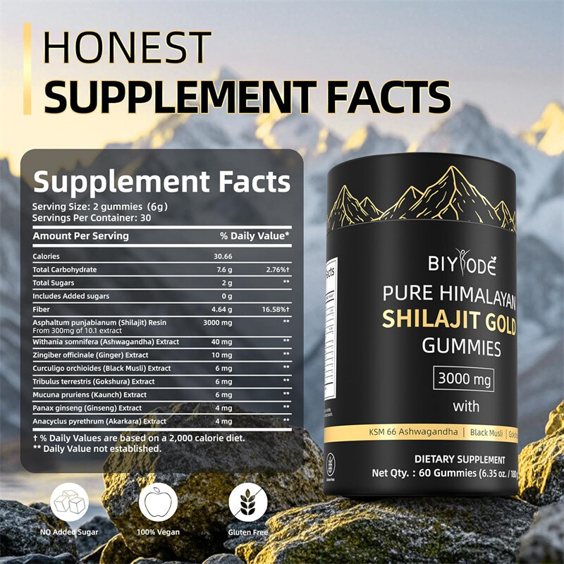 Himalayan Shilajit GOLD Gummies, Organic, Extremely Potent 3000 mg, Fulvic Acid