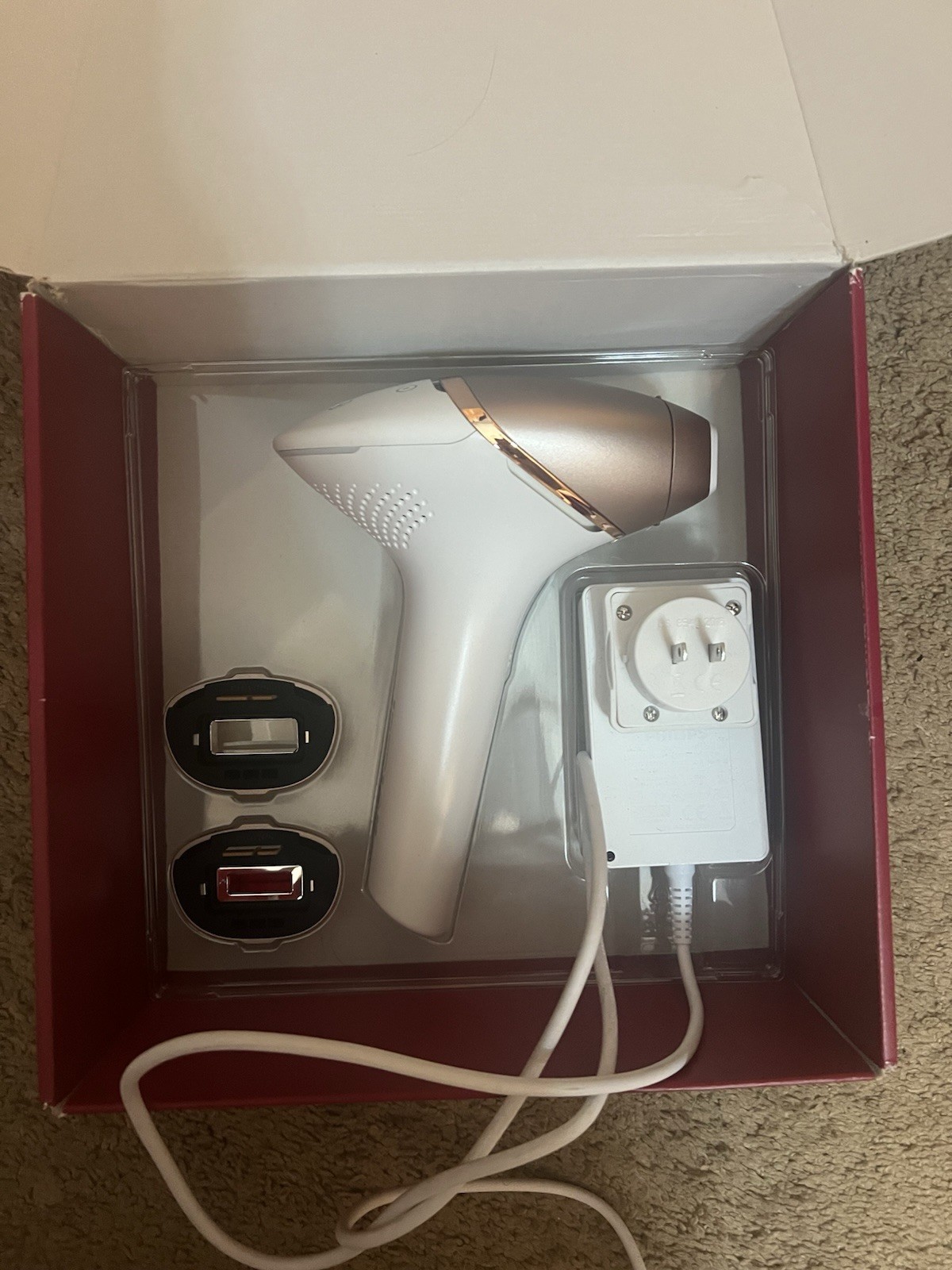 Philips IPL Hair Removal Device Corded Kit w/ Adapter & Attachments, White