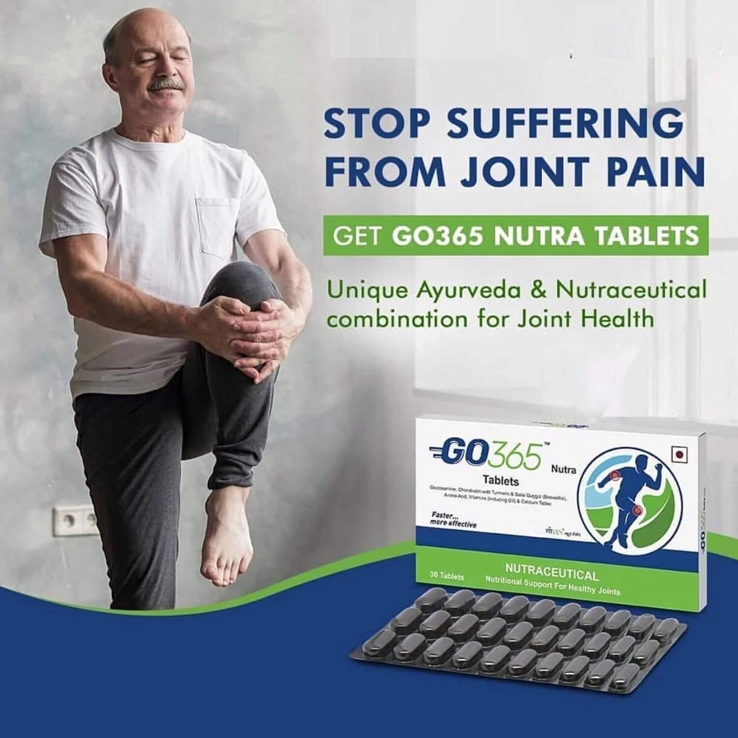 Go 365 Nutra Tablet for Joint Health & Pain Relief (Pack of 3 x 30 Tablets)