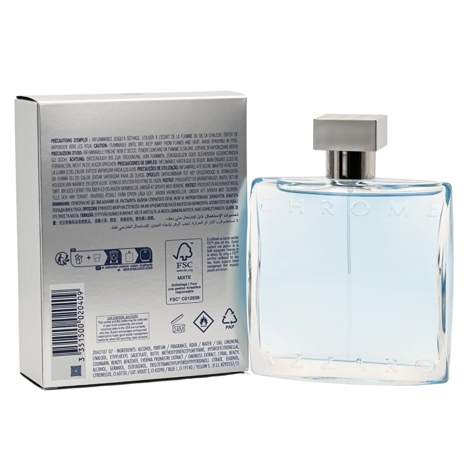 CHROME by Loris Azzaro for Men Cologne 3.3 oz / 3.4 oz EDT New in Box