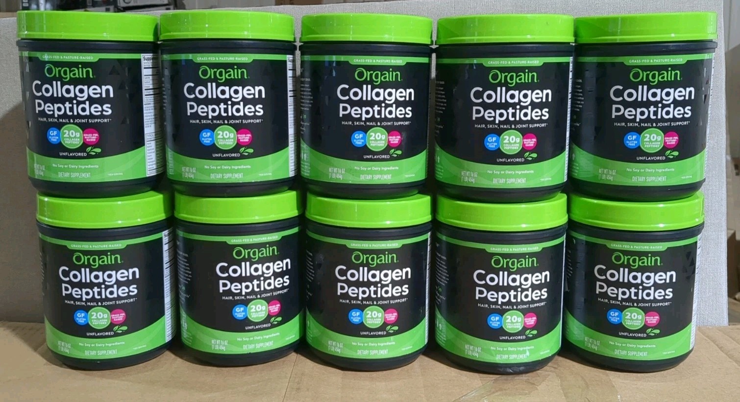 10 Units Orgain Unflavored Collagen Peptide Protein – 16 oz (2156602) Exp 03/28