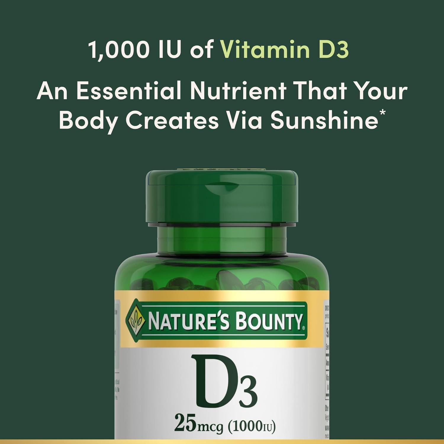 Nature’s Bounty Vitamin D3 1000 100 mg Soft Gels, 120 120 Count (Pack of 1)