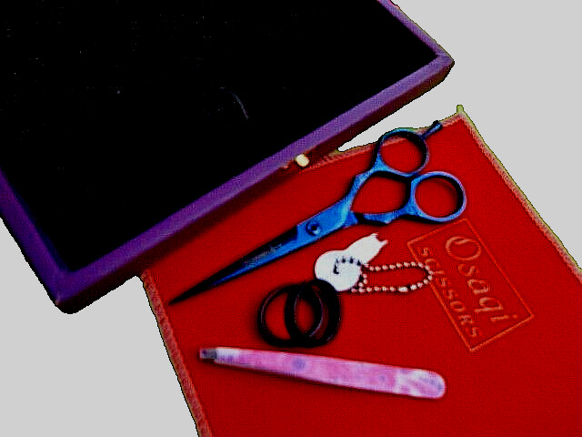 Money Back WRNTY_Titanium 5.5″ BLUE Hairdressing Scissors & Tweezers