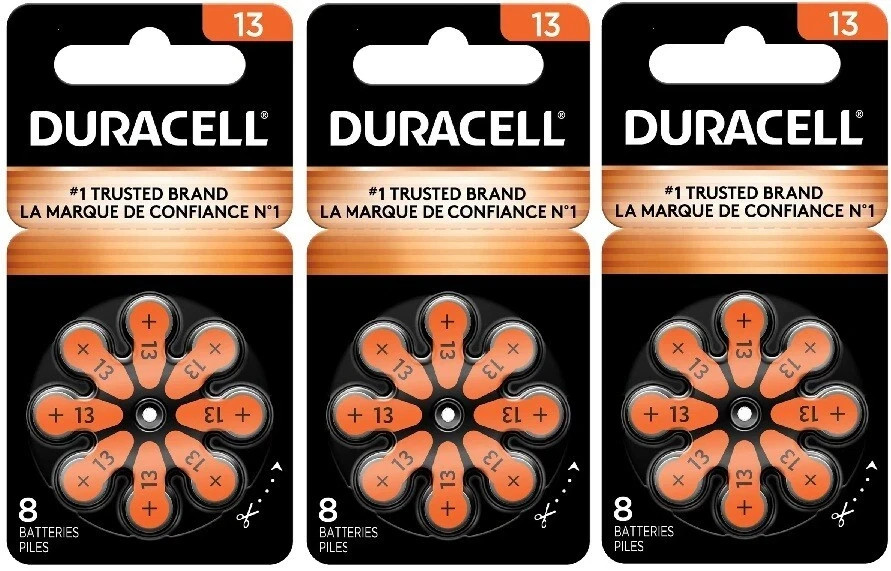 Duracell Activair Mercury Free Hearing Aid Batteries Size 13 (8-240). Exp-2029