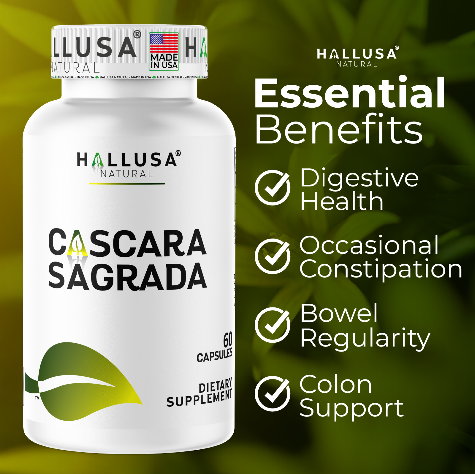 CASCARA SAGRADA – Gentle Natural Laxative – Digestive & Metabolism – 60 Caps