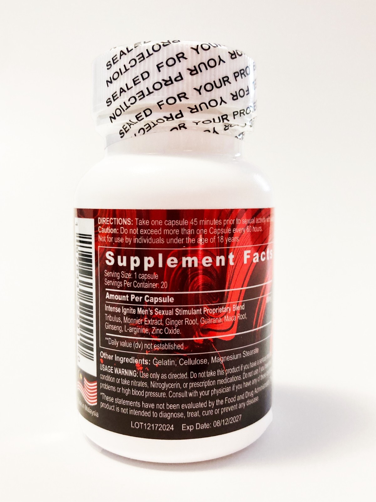 Intense Ignite Fast Acting Male Enhancement Support Natural Formula – 20 Pills