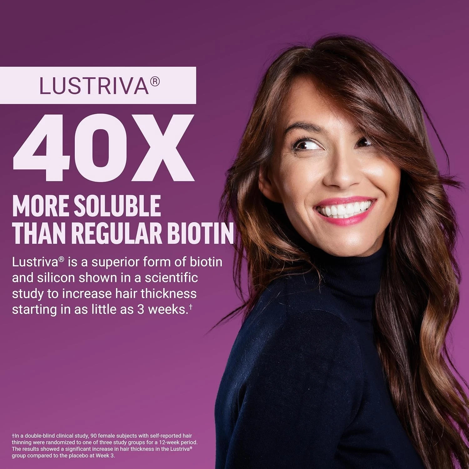 Force Factor Hair Growth Chews Biotin Lustriva Men Women Thick Full Hair 60ct